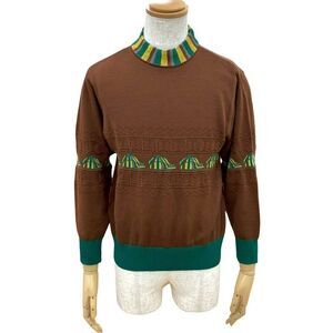 Christian Dior Vintage Wool Sweater Knit M Size Women's Brown Green 08990
